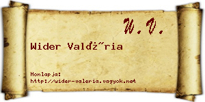 Wider Valéria névjegykártya